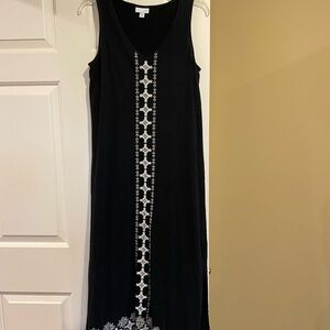 J. Jill Black and White Embroidered Sleeveless Dress, Beach and Causal Wear (XS)